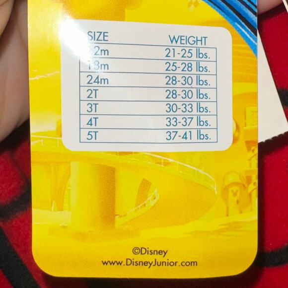 NWT Disney Junior Mickey Mouse Red Hooded Ears Toddler Kids Robe Size 3T - Picture 6 of 12